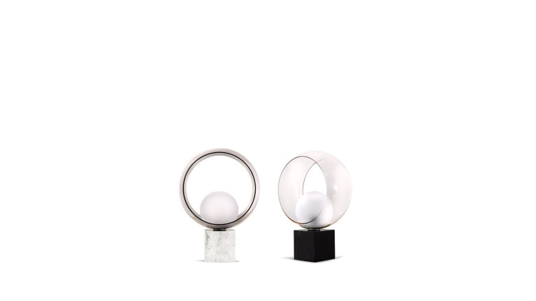 Lampe design OKIA ARC - Jolies lampes de table avec bloc en marbre afin de donner un style contemporain unique à vos pièces.